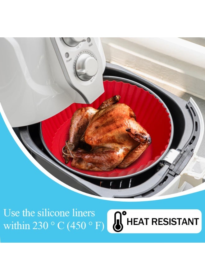 هومستر 2 قطعة من بطانة السيليكون المستديرة لفرن التسخين بالهواء، وعاء سيليكون قابل لإعادة الاستخدام للخبز، وعاء خبز سيليكون غير لاصق قابل للإرفاق لفرن التسخين بالهواء/الفرن/الميكروويف، بديلًا لورق الباستا، أحمر/أسود، 20 × 5 سم - Image 2